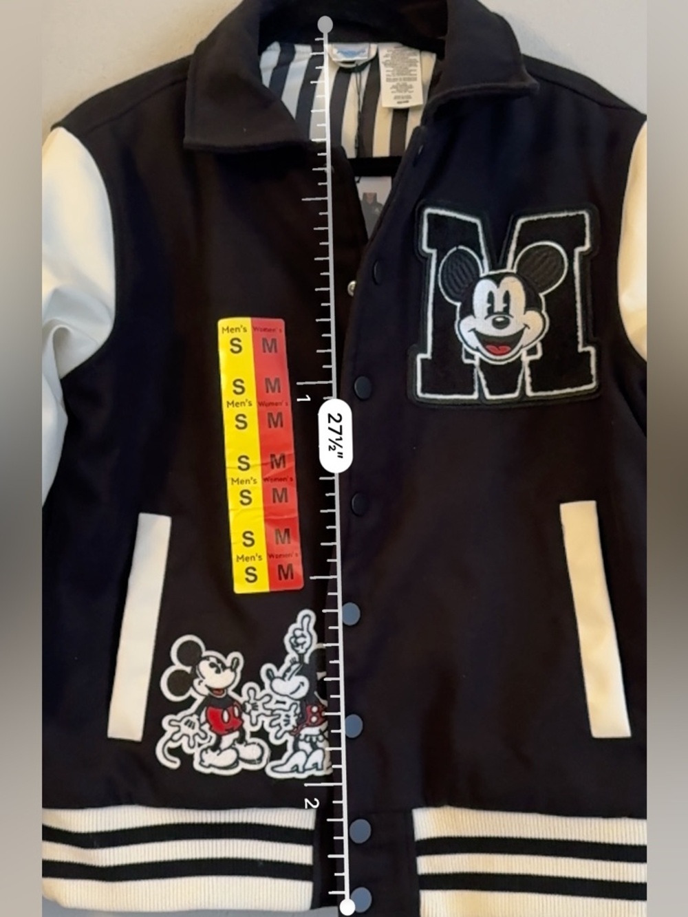 Disney Black and White Mickey Mouse Varsity Jacket unisex - Picture 10 of 10